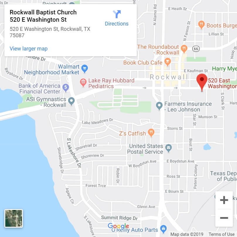 Temporary placeholder for a map or exterior photograph of Rockwall Baptist Church
